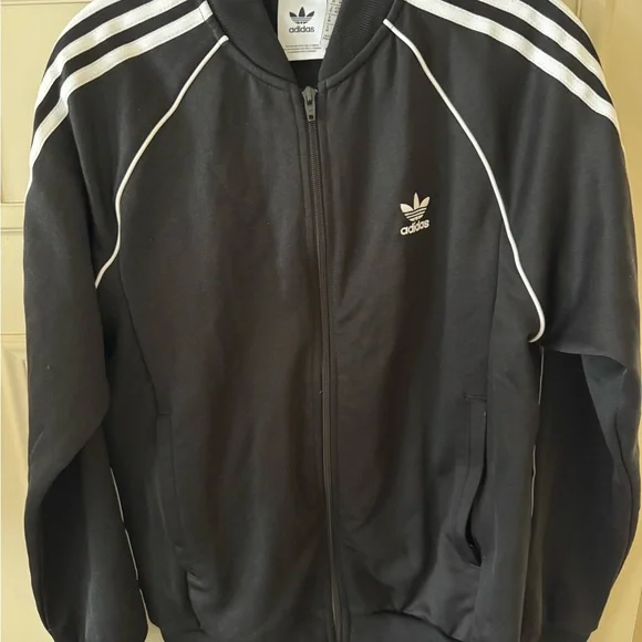 Adidas Black and White Bomber/Track Jacket Size Medium - Picture 2 of 3